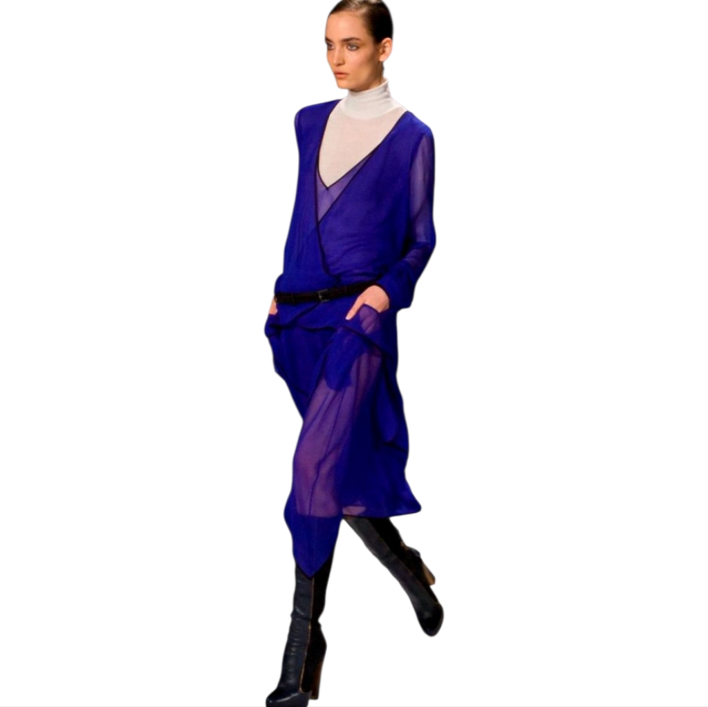 Bcbgmaxazria Runway Lydia Larkspur Blue Dress Sil6o530/L204 Size Xs 100% Silk